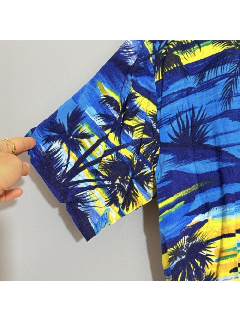 Vintage Ocean Current Hawaiian Shirt Men Size L Hawaii Palm Tree Tropical Beach - Picture 11 of 12